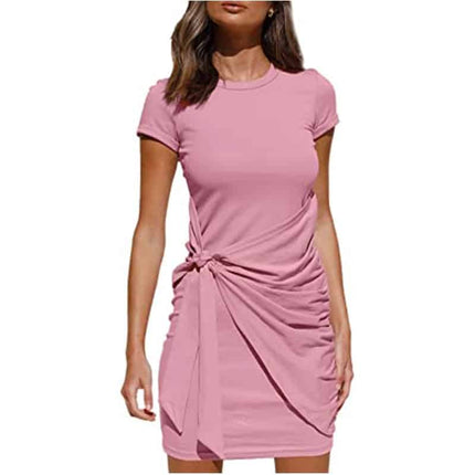 Women's Short Sleeved Wrap Ruched Dress - Wnkrs