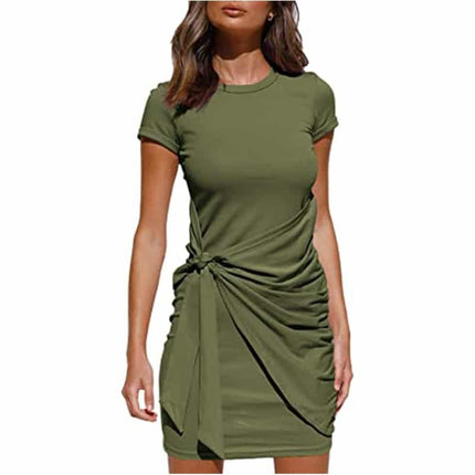 Women's Short Sleeved Wrap Ruched Dress - Wnkrs