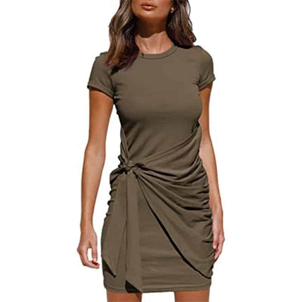 Women's Short Sleeved Wrap Ruched Dress - Wnkrs