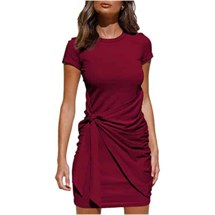Women's Short Sleeved Wrap Ruched Dress - Wnkrs