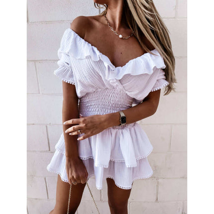 Women's Short Sleeved Dress with Ruffles - Wnkrs