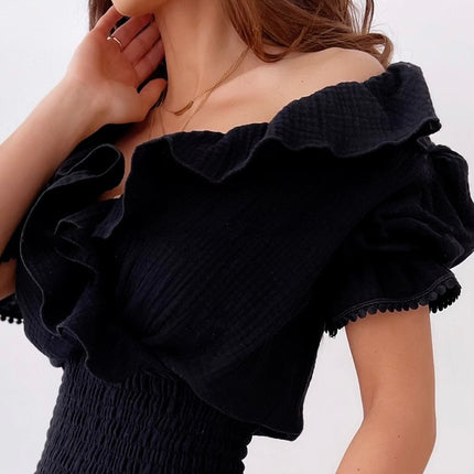 Women's Short Sleeved Dress with Ruffles - Wnkrs