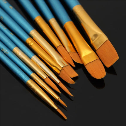 Blue and Gold Designed Paint Brushes 4/10 Pcs Set - Wnkrs