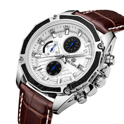 Quartz Wristwatches for Men with Leather Strap and Chronograph - wnkrs