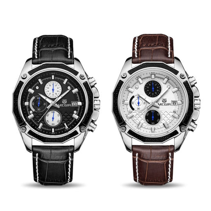 Quartz Wristwatches for Men with Leather Strap and Chronograph - wnkrs