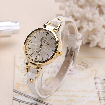 Women's Stylish Wristwatch with Thin Leather Band - wnkrs