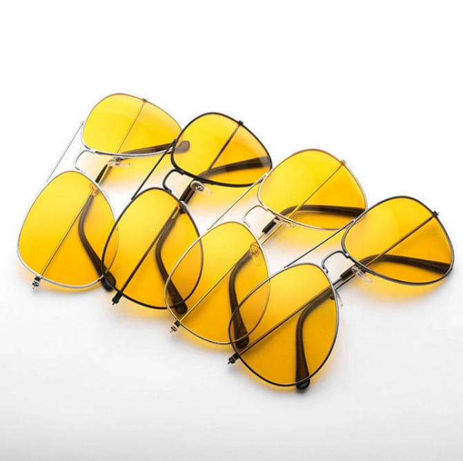 Men's Retro Style Sunglasses with Large Yellow Lenses