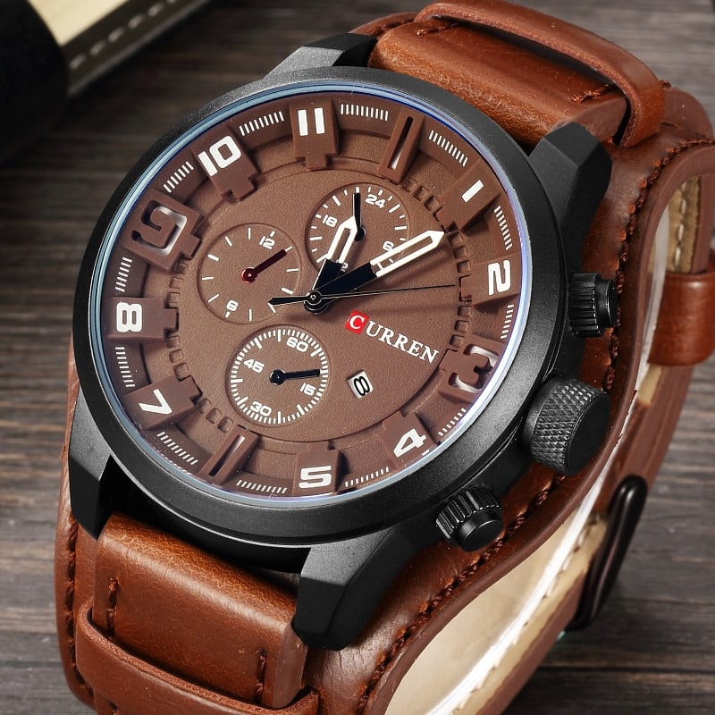 Bold-Numeral Quartz Watch with Broad Strap