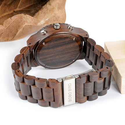 Men's Wood Digital Night Vision Wristwatch - wnkrs