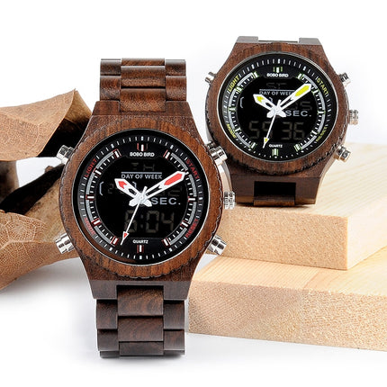 Men's Wood Digital Night Vision Wristwatch - wnkrs