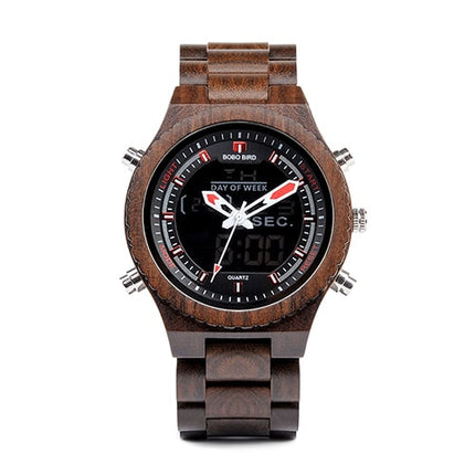 Men's Wood Digital Night Vision Wristwatch - wnkrs