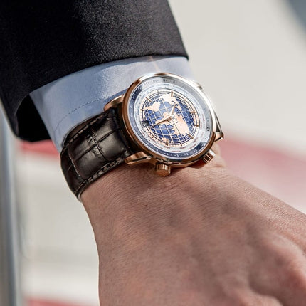 Golden World Map Luxury Aviator Men’s Watch - wnkrs