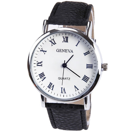 Men's Elegant Silver-Colored Wristwatch with Colorful Leather Band - wnkrs