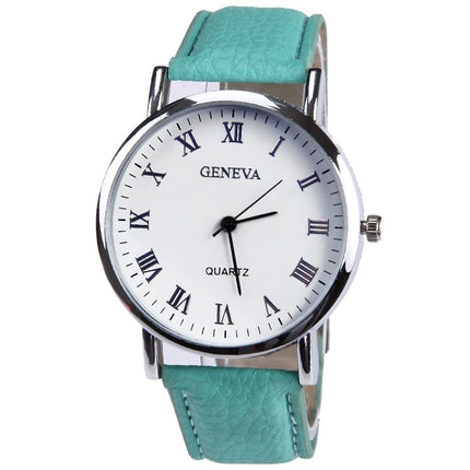 Men's Elegant Silver-Colored Wristwatch with Colorful Leather Band - wnkrs