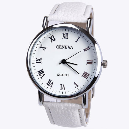 Men's Elegant Silver-Colored Wristwatch with Colorful Leather Band - wnkrs