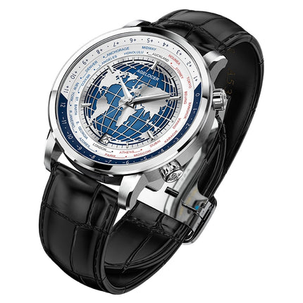 Blue World Map Luxury Aviator Men’s Watch - wnkrs