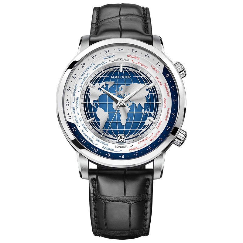 Blue World Map Luxury Aviator Men’s Watch