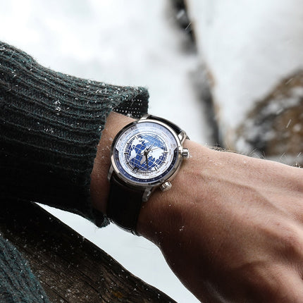 Blue World Map Luxury Aviator Men’s Watch - wnkrs