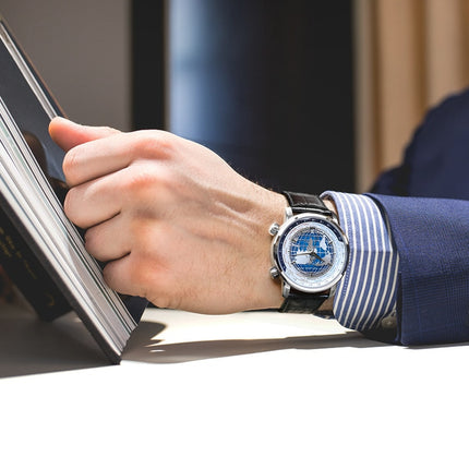 Blue World Map Luxury Aviator Men’s Watch - wnkrs