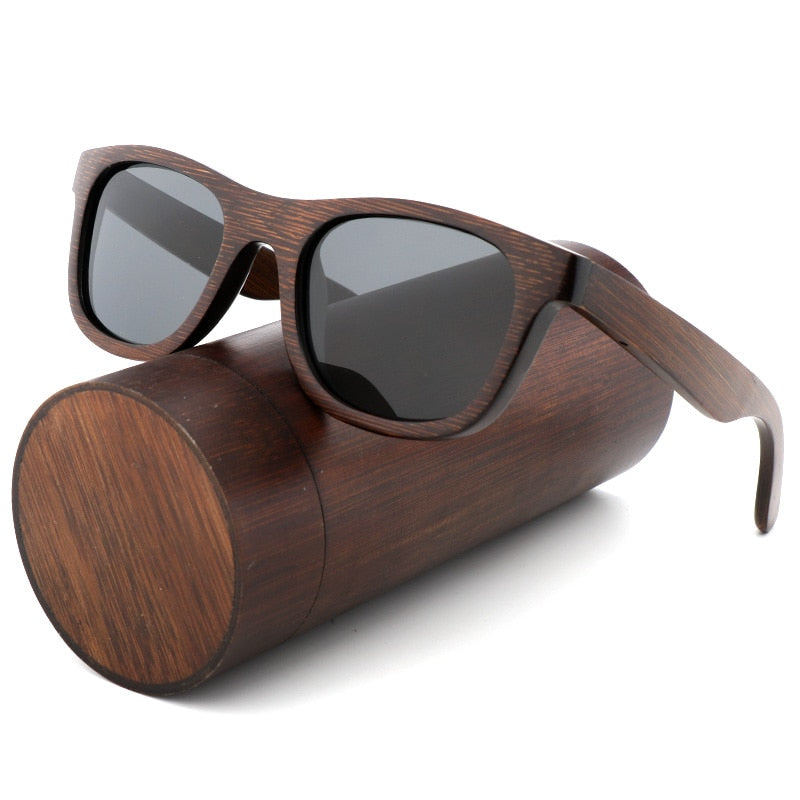 Wood-Frame Sunglasses with Lens and Box Choices