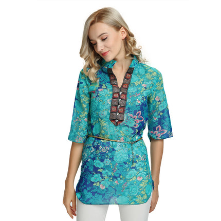 Women's Boho Half Sleeved Chiffon Blouse - Wnkrs