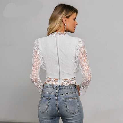 Turtleneck Women's Blouse in White Color - Wnkrs