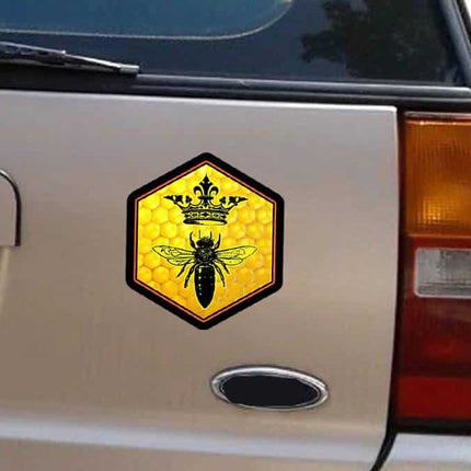 Bee with a Crown Waterproof Hex Sticker - wnkrs