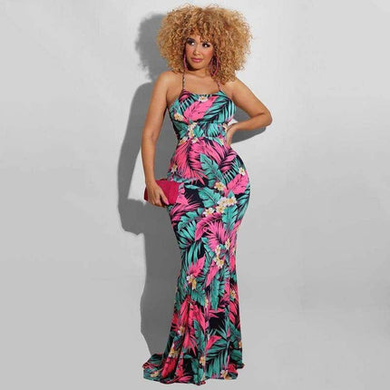 Printed Bodycon Maxi Dress - Wnkrs
