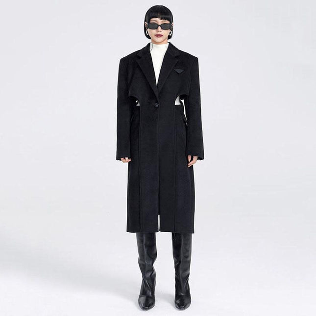 Abrigo de lana elegante para mujer para otoño/invierno