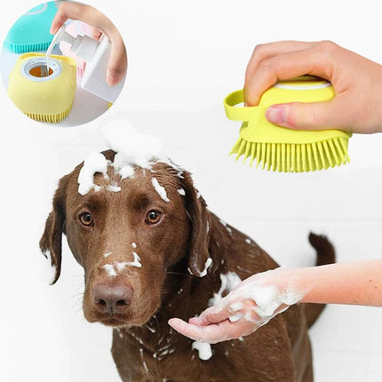 Brosse de massage en silicone pour salle de bain pour animaux de compagnie - Outil de bain doux et sûr pour chiens, chats et enfants