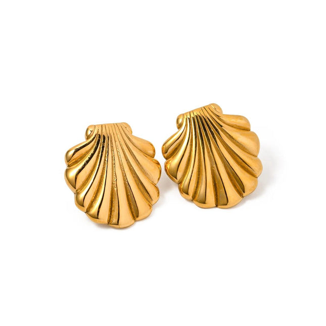 Chic Gold Plated Shell Earrings