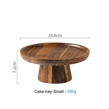 Expositor creativo para postres y tartas con base alta de madera de acacia