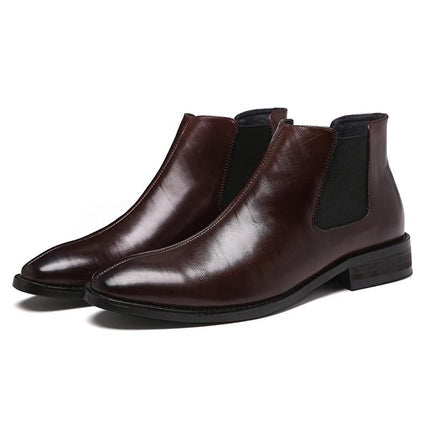 Bottines Chelsea en cuir à bout pointu pour hommes de style britannique