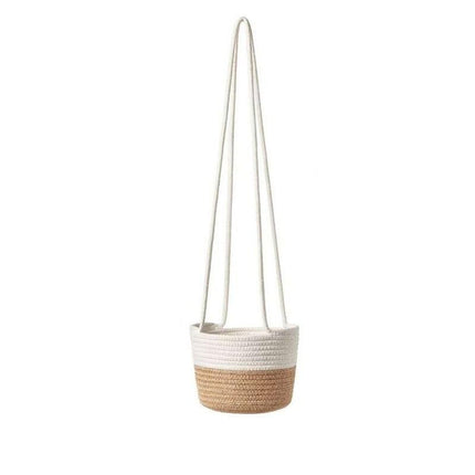 Eco-Friendly Handwoven Jute Cotton Macrame Hanging Planter Basket - Wnkrs