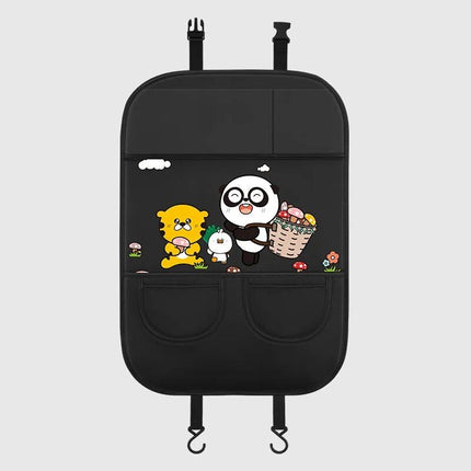 Car Seat Back Protector with Cartoon Design & Storage Pocket - Wnkrs