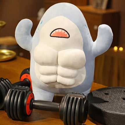 Charming Muscle Shark Plush Toy - 40cm Stuffed Animal Pillow, Ideal for All Ages - Wnkrs