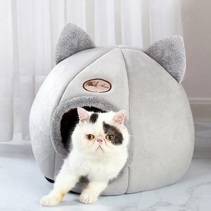 Cozy Cave Cat Bed - Winter Warmth Indoor Pet Nest for Cats and Small Dogs