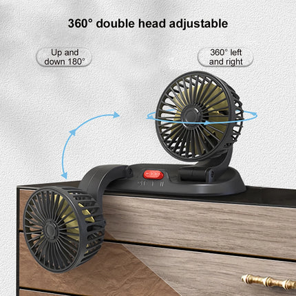 Ventilateur de voiture USB à double tête réglable