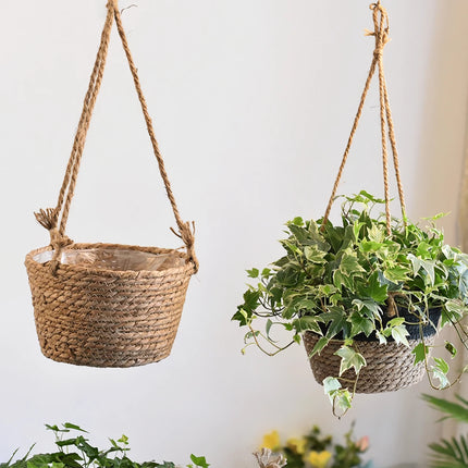 Charmant panier à fleurs suspendu en corde de jute pour décoration intérieure et extérieure