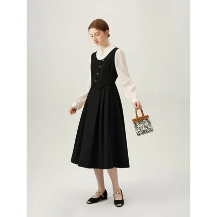 Robe trapèze élégante pour femme de bureau avec col roulé