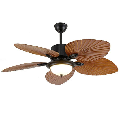 52" Tropical Palm Leaf Blade Ceiling Fan with Dimmable LED Chandelier and Remote Control - Wnkrs