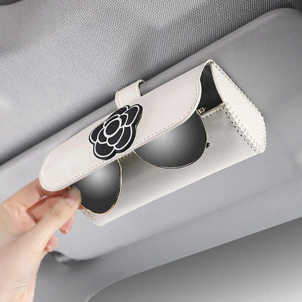 Universal Camellia Flower Leather Sunglasses Holder for Car Visors - Wnkrs