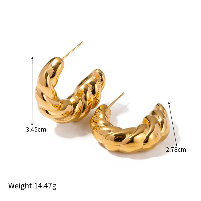 Twisted C-shaped Gold Plated Stud Earrings