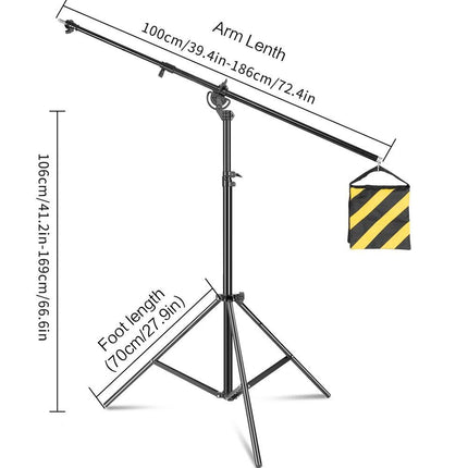 4M Adjustable Photography Studio Light Stand with Cantilever & Sandbag - Wnkrs