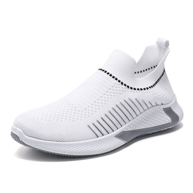 Fashion Mesh Sock Shoes With Striped Design Men Outdoor Breathable Slip-on Sneakers Csuale Lightweight Running Sports Shoes - Wnkrs