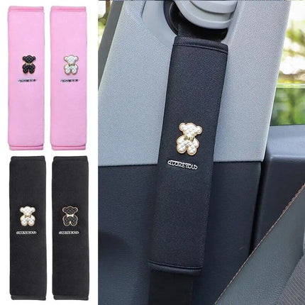 Plush Cartoon Bear Car Seat Belt Shoulder Pad - Comfort & Style for Your Drive - Wnkrs