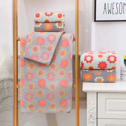 Juego de toallas de baño absorbentes de microfibra con estampado floral