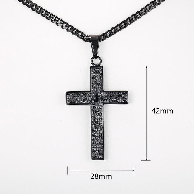 Stylish Unisex Cross Pendant Necklace with Cuban Link Chain - Wnkrs