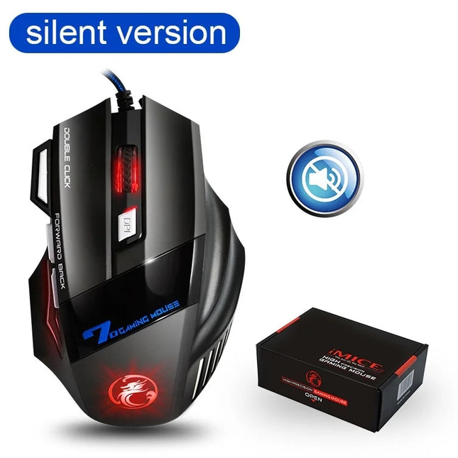 Souris de jeu LED ergonomique | Souris filaire USB 5500 DPI avec rétroéclairage RVB