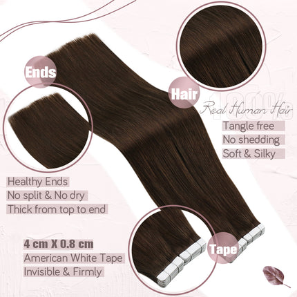 Lujosas extensiones de cabello humano con cinta adhesiva